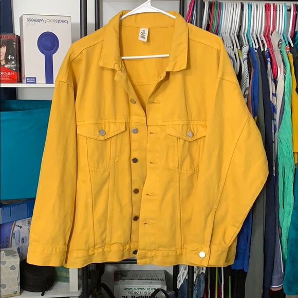 yellow oversized denim jacket